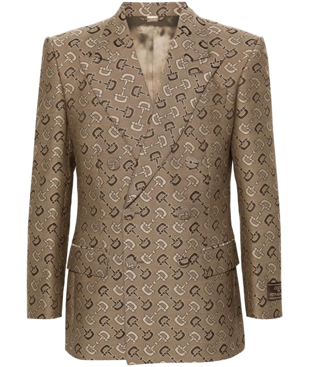 GUCCI Коричневый хлопковый пиджак, фото 1