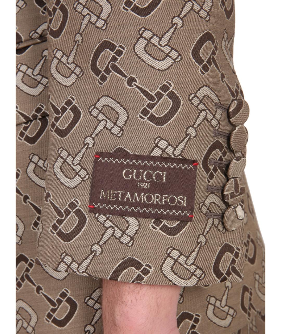 GUCCI Коричневый хлопковый пиджак, фото 5