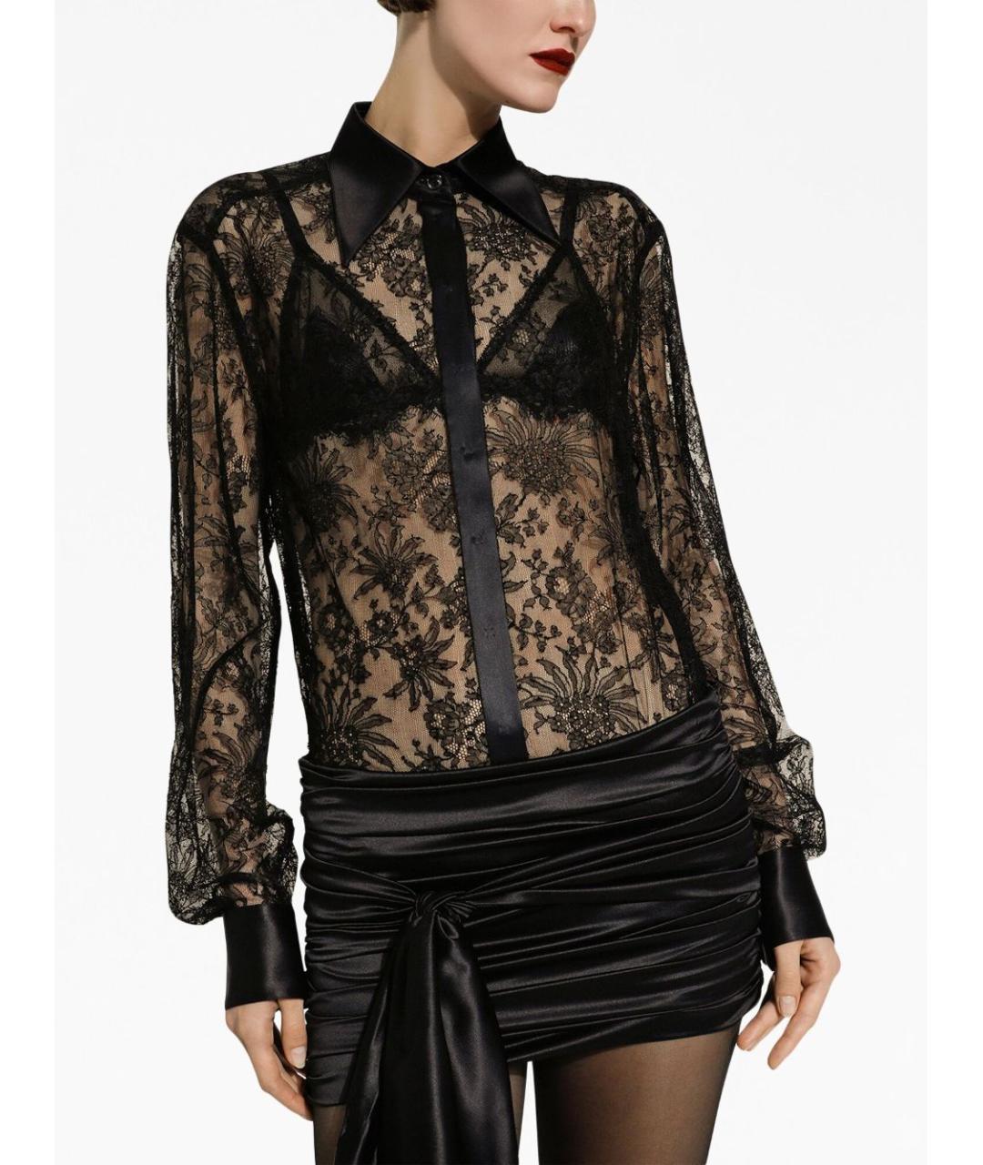 DOLCE&GABBANA Черная полиамидовая рубашка, фото 5