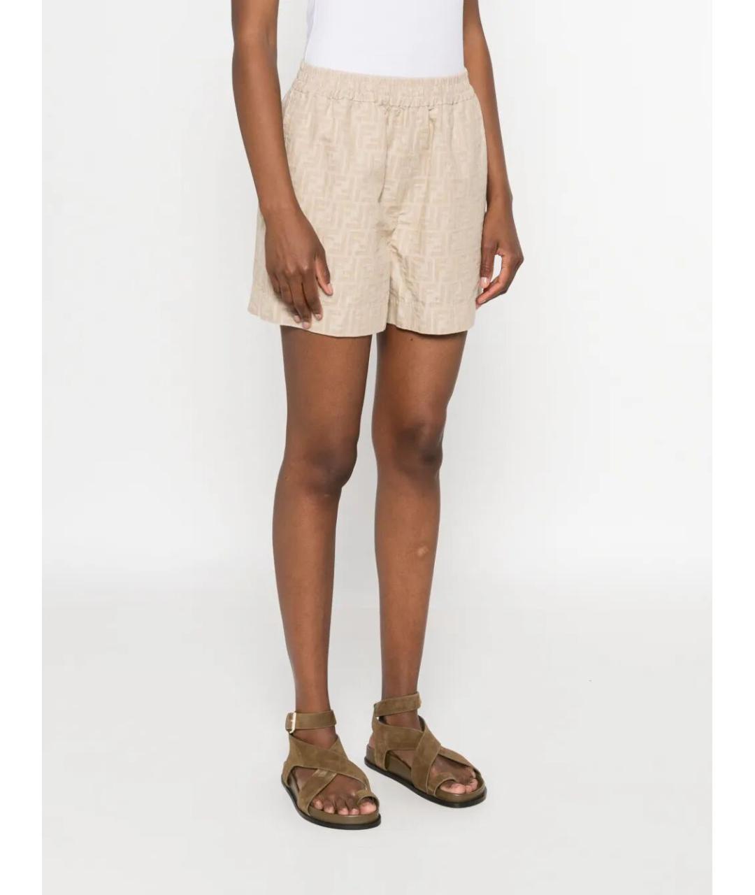 FENDI Бежевые хлопковые шорты, фото 4