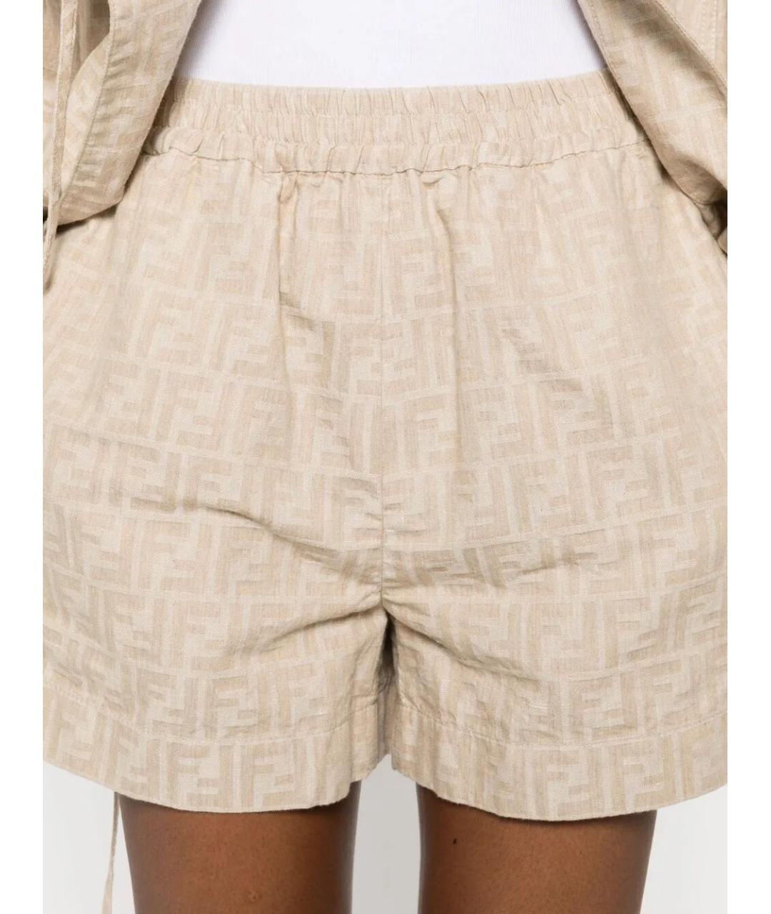 FENDI Бежевые хлопковые шорты, фото 5