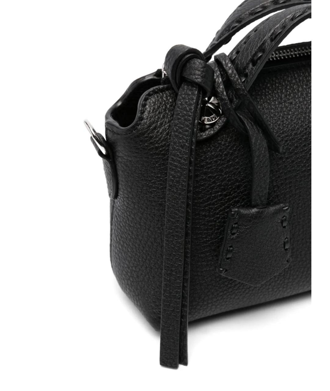 FENDI Черная кожаная сумка тоут, фото 4