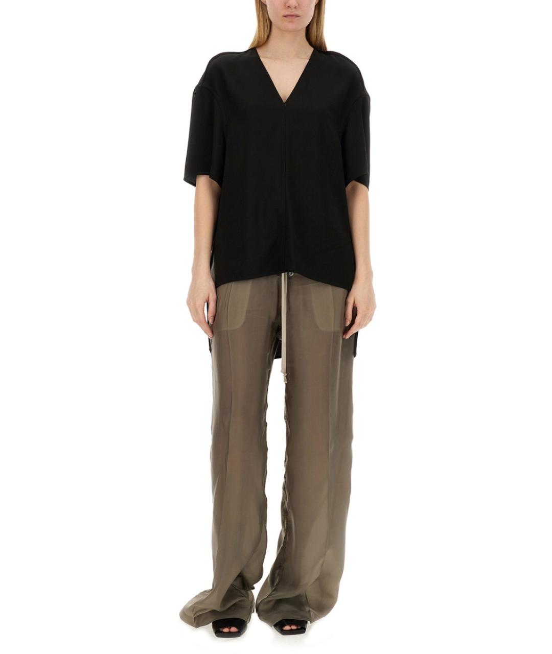 RICK OWENS Черная вискозная футболка, фото 2