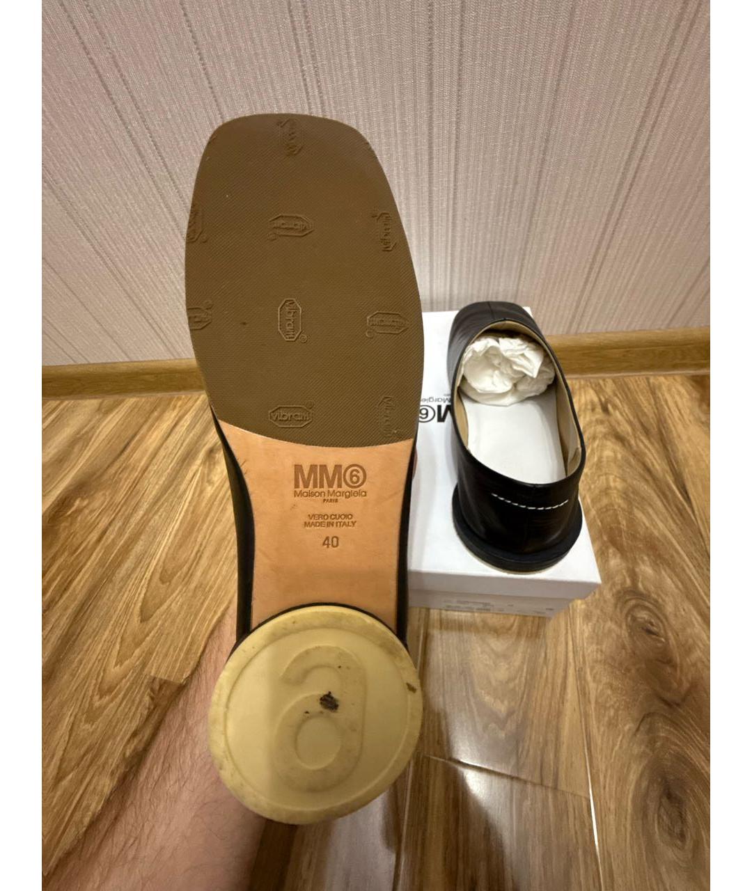 MM6 MAISON MARGIELA Черные кожаные мюли, фото 5