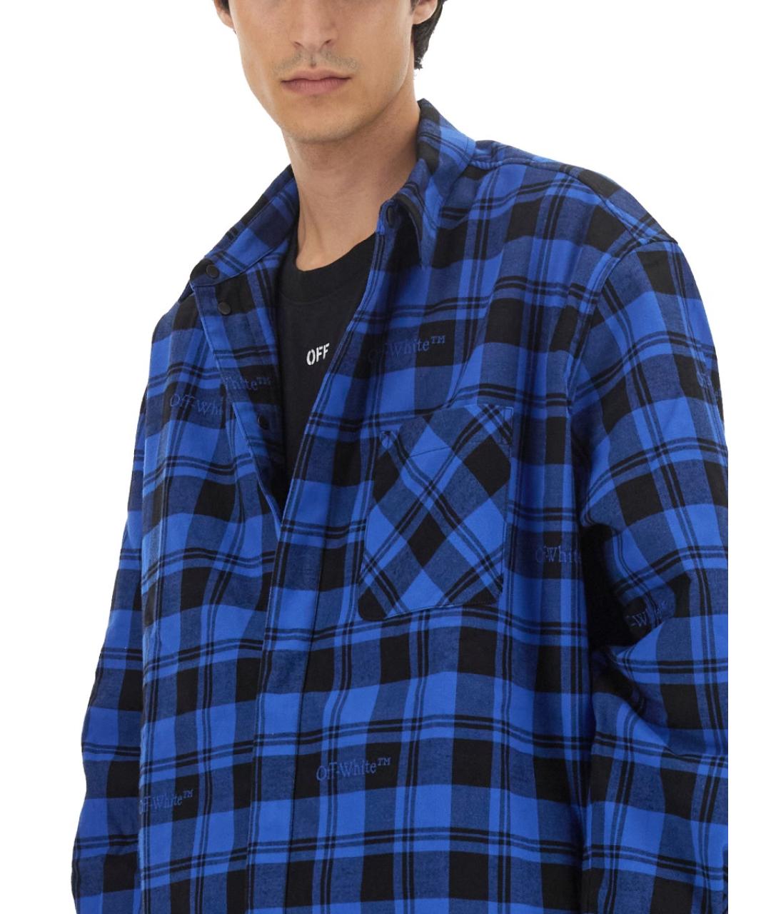 OFF-WHITE Синяя хлопковая кэжуал рубашка, фото 5