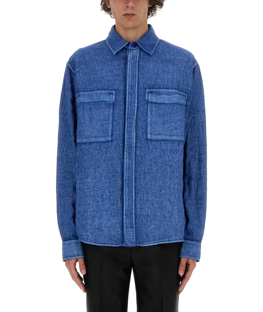 BURBERRY Синяя льняная кэжуал рубашка, фото 2