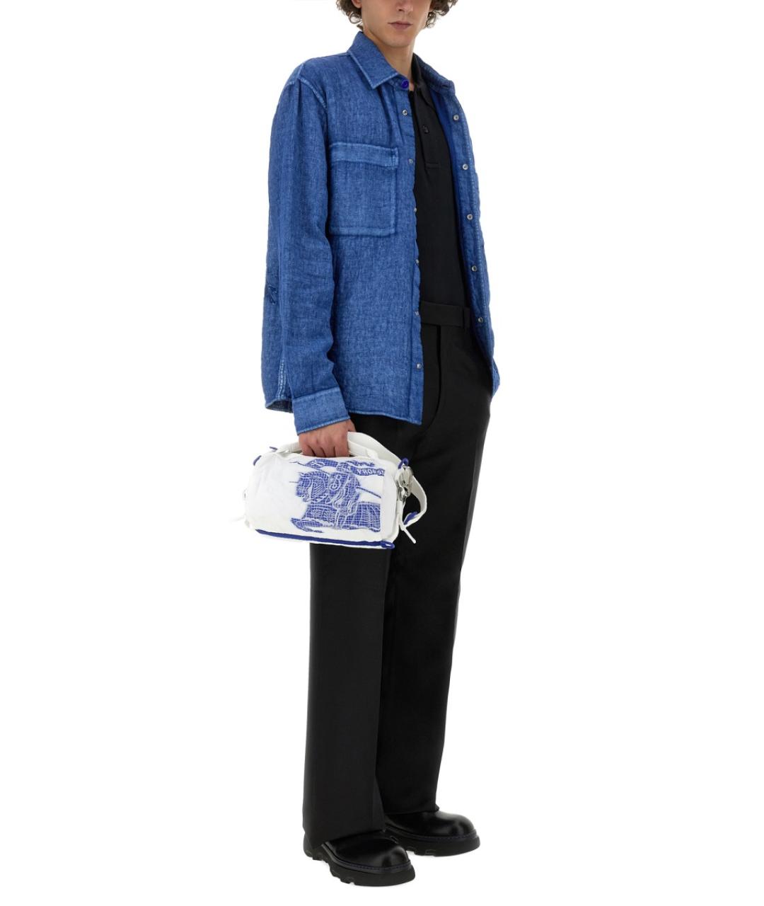 BURBERRY Синяя льняная кэжуал рубашка, фото 3