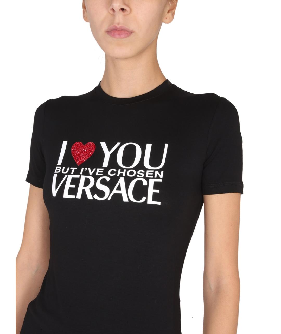 VERSACE Черная хлопковая футболка, фото 5