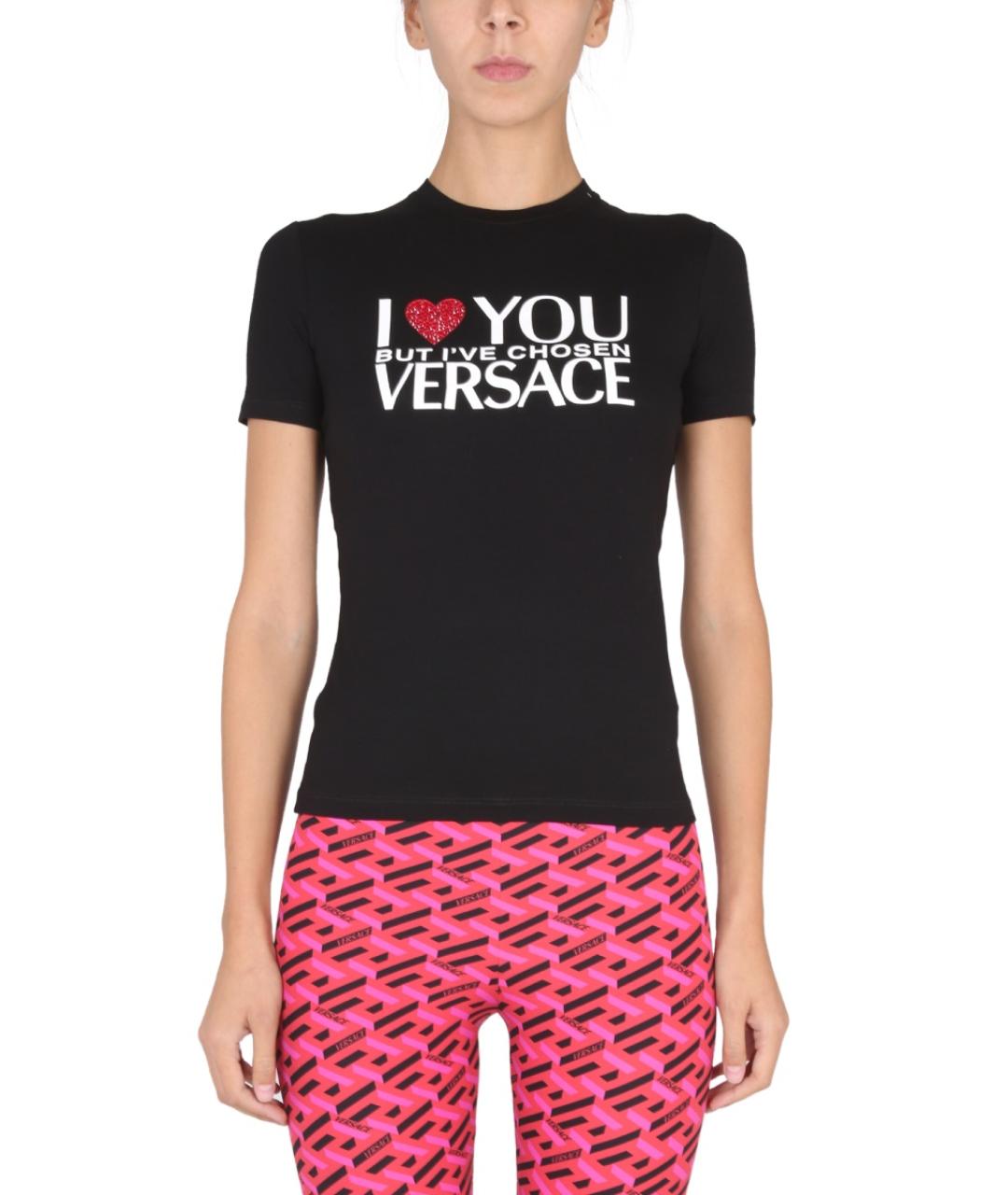 VERSACE Черная хлопковая футболка, фото 2