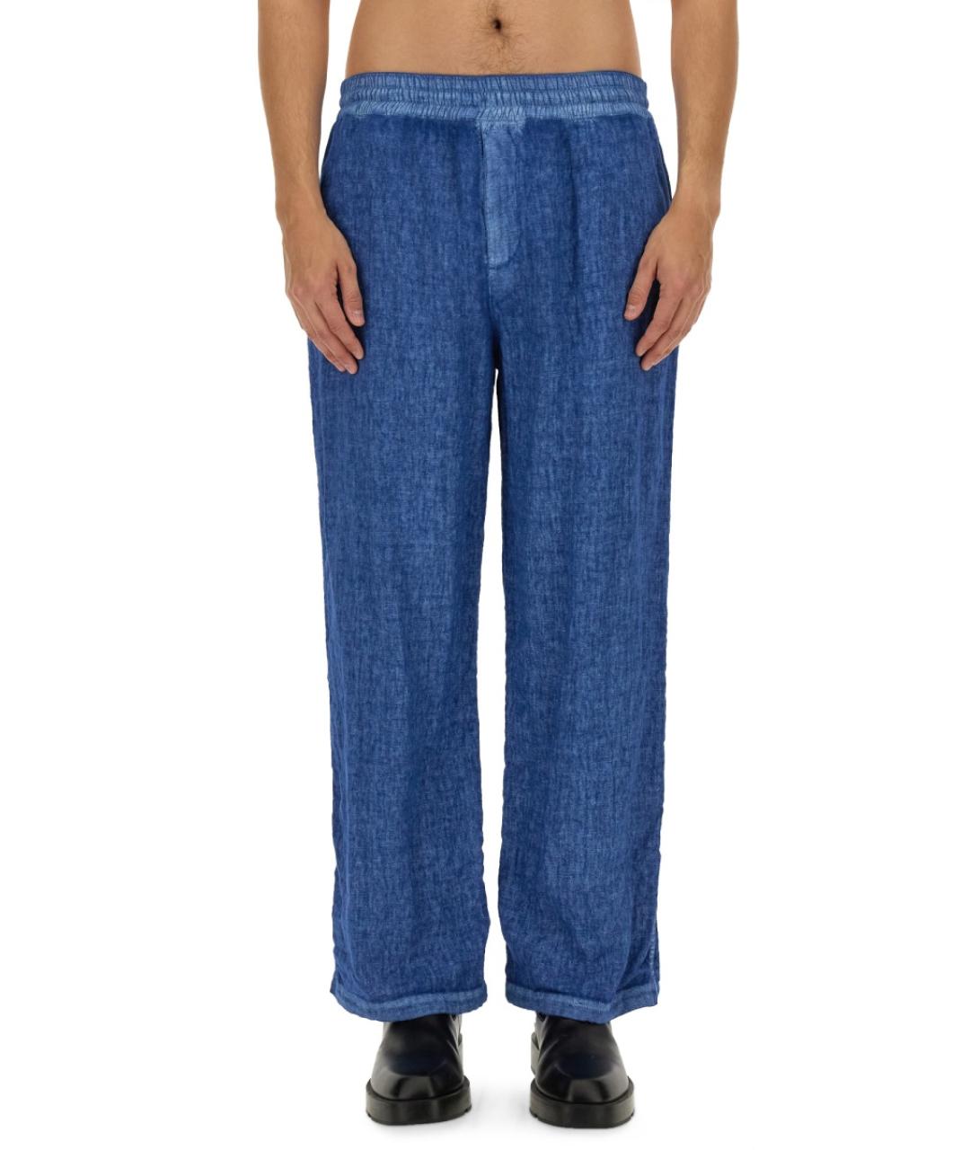 BURBERRY Голубые льняные повседневные брюки, фото 2