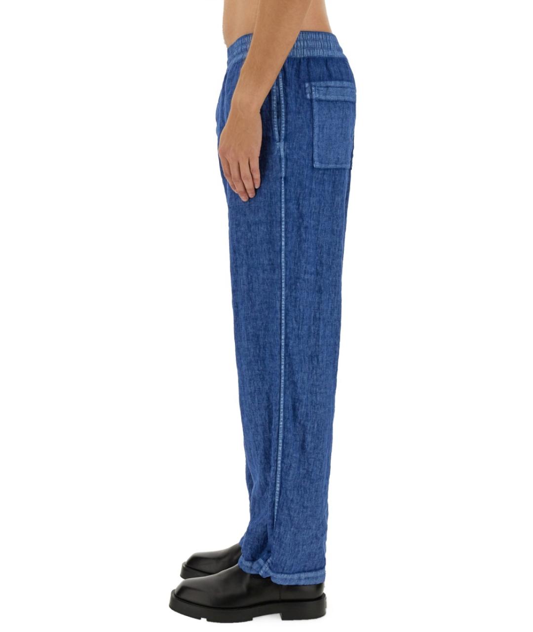 BURBERRY Голубые льняные повседневные брюки, фото 5