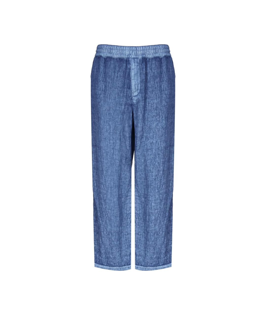 BURBERRY Голубые льняные повседневные брюки, фото 1