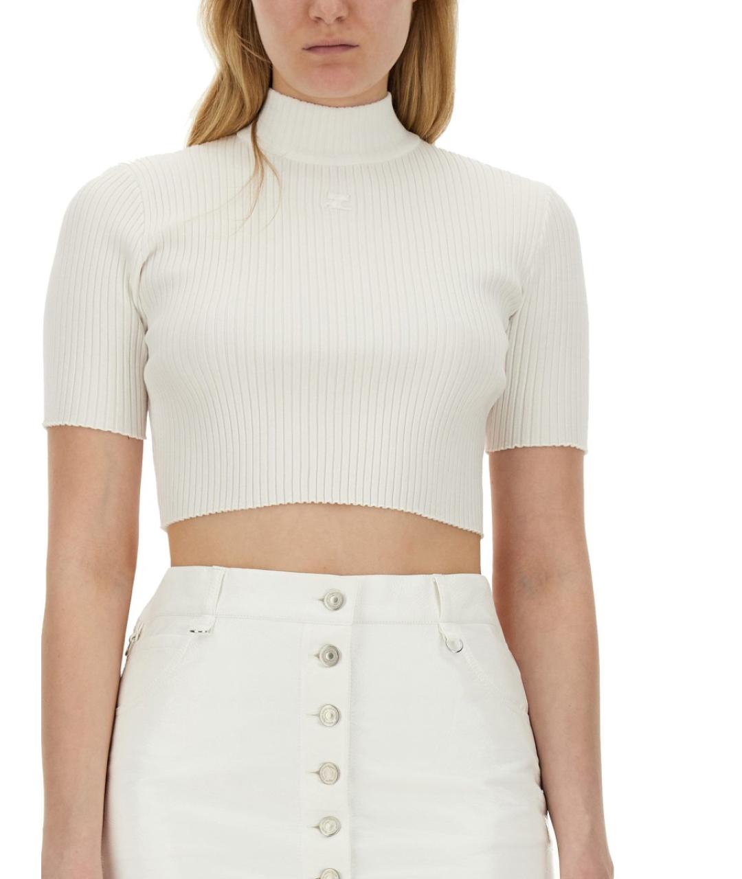 COURREGES Белая вискозная футболка, фото 5