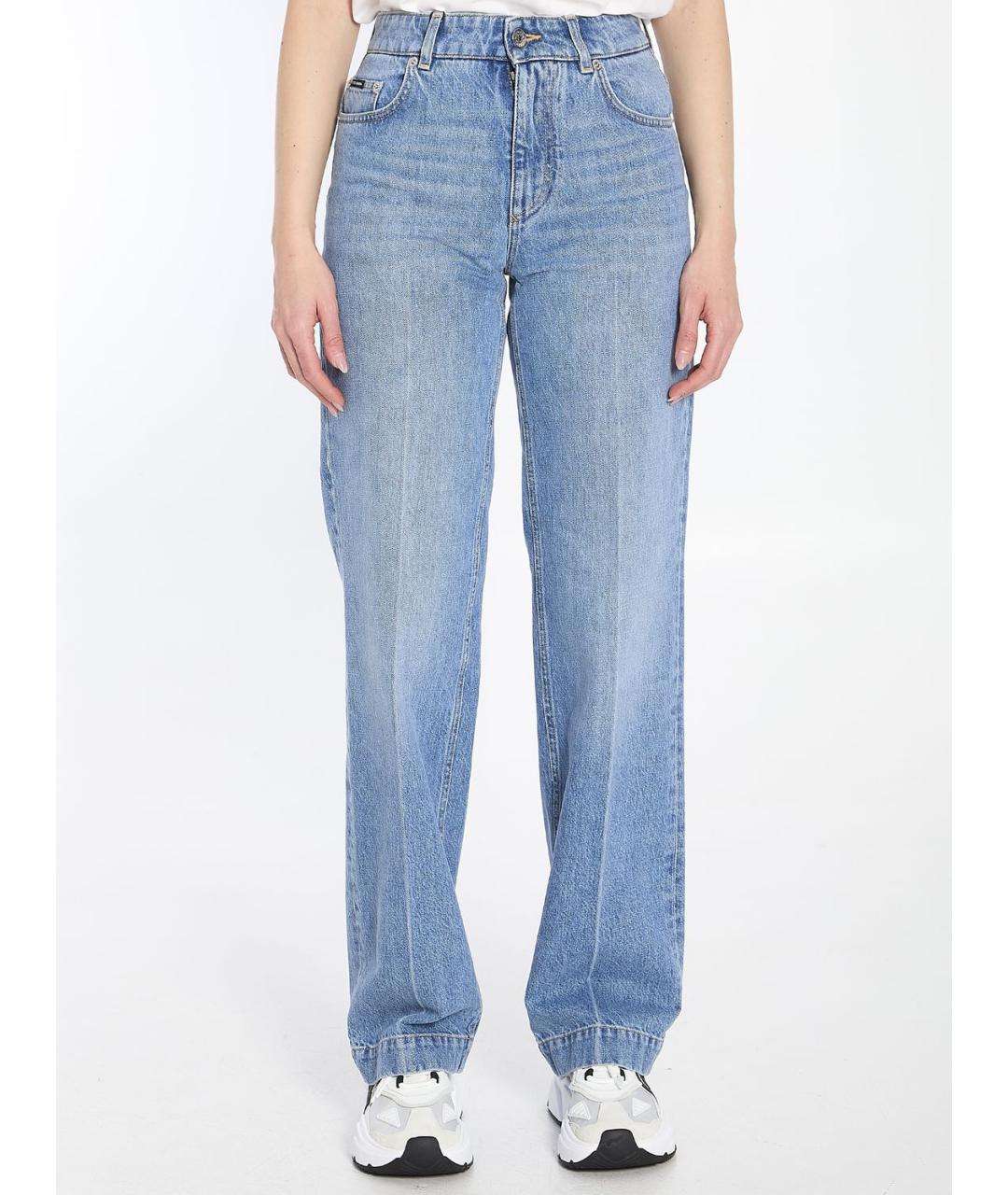 DOLCE&GABBANA Голубые хлопковые прямые джинсы, фото 5