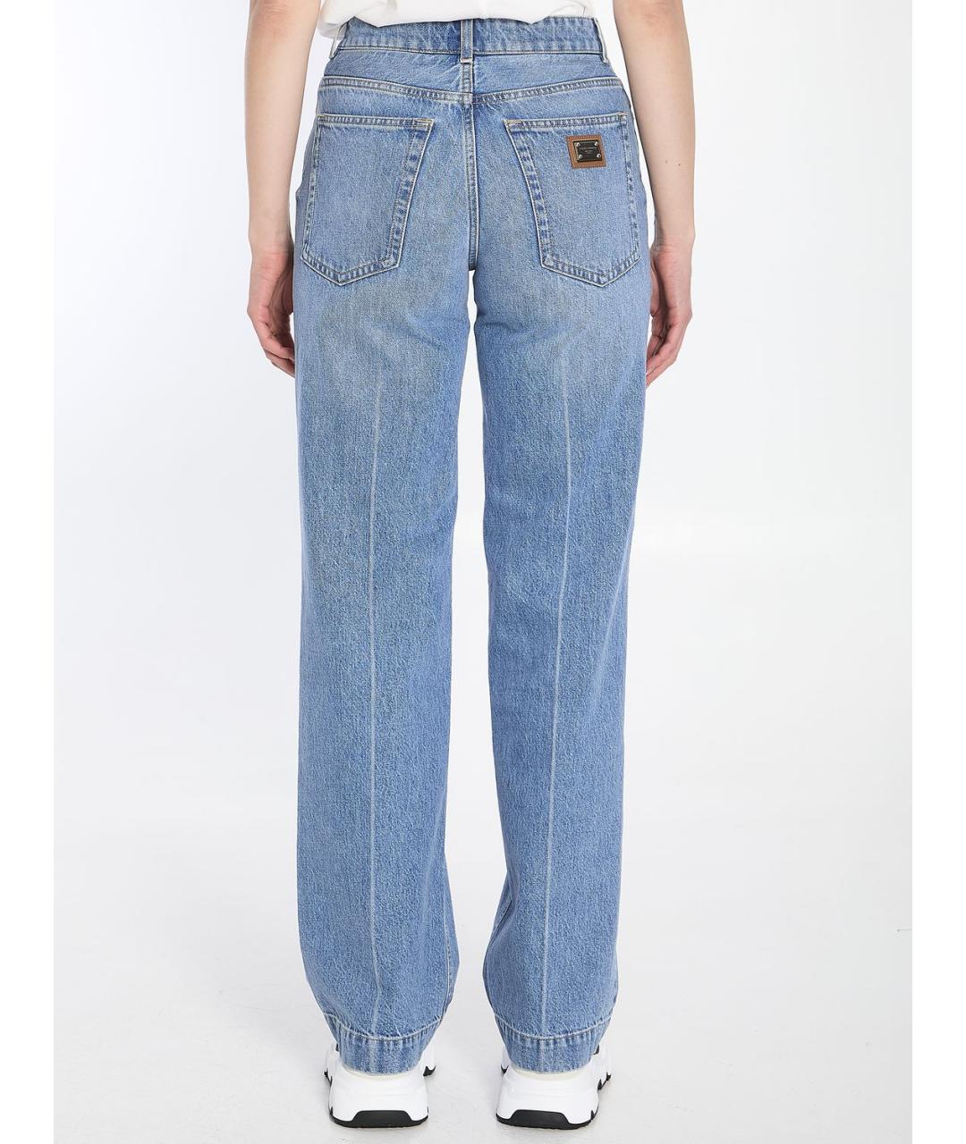 DOLCE&GABBANA Голубые хлопковые прямые джинсы, фото 4