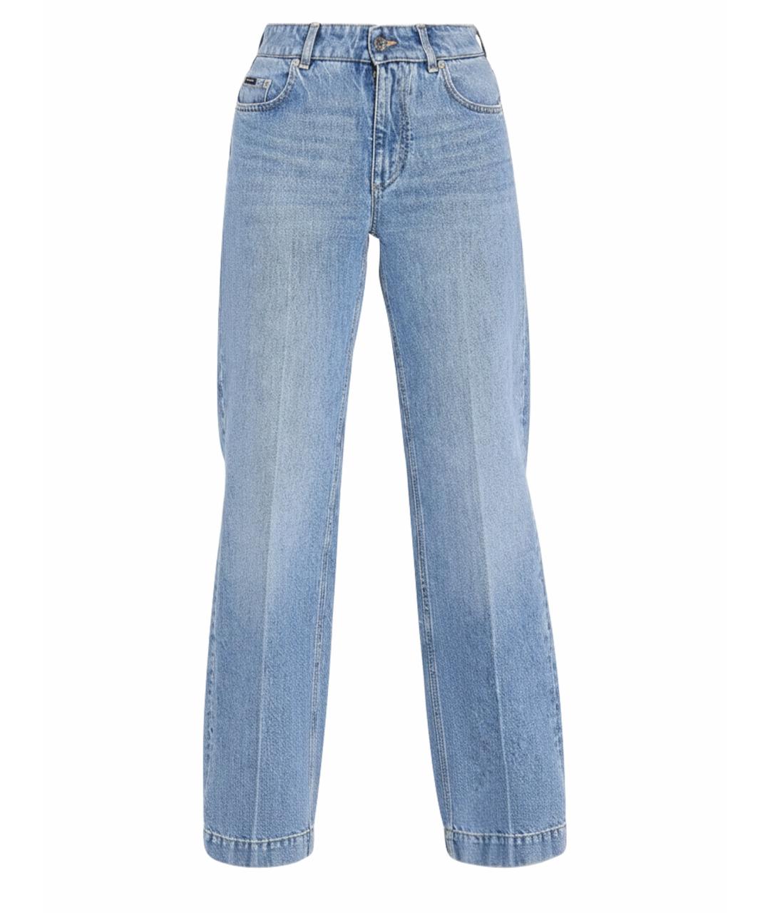 DOLCE&GABBANA Голубые хлопковые прямые джинсы, фото 1
