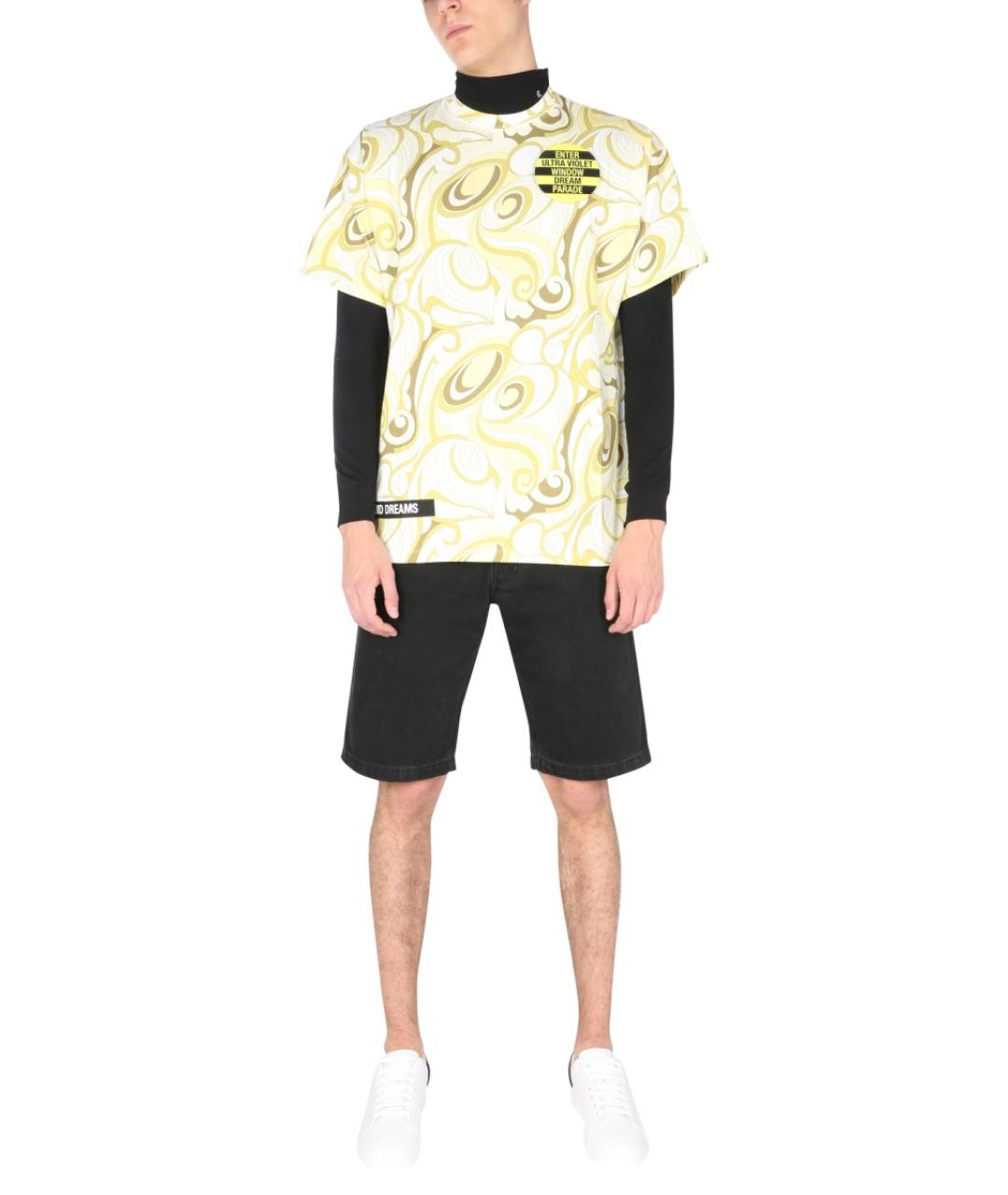 RAF SIMONS Желтая хлопковая футболка, фото 3