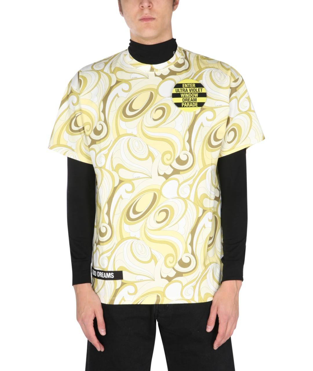 RAF SIMONS Желтая хлопковая футболка, фото 2