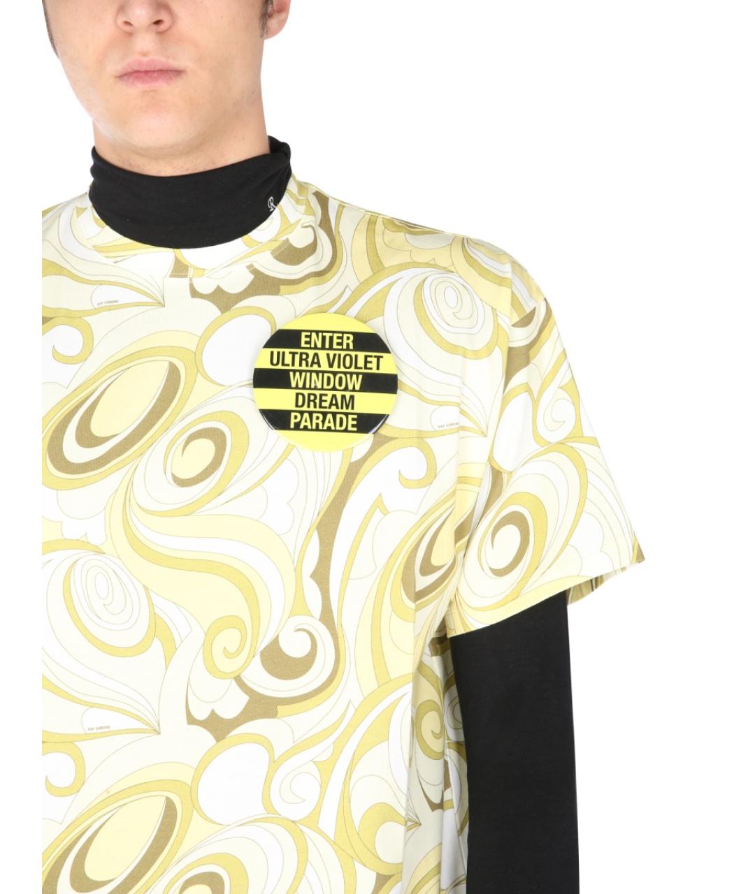 RAF SIMONS Желтая хлопковая футболка, фото 5