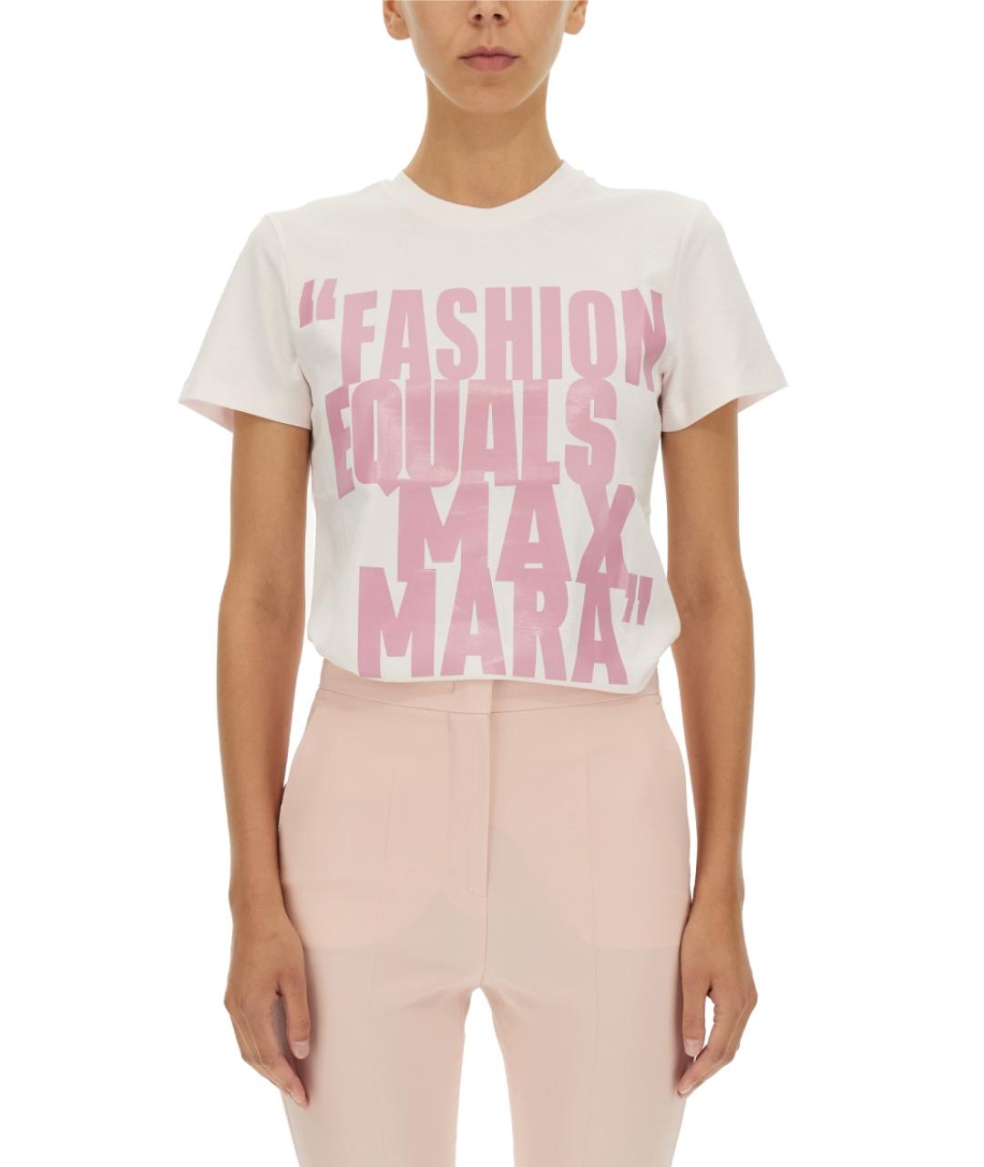 MAX MARA Розовая хлопковая футболка, фото 2
