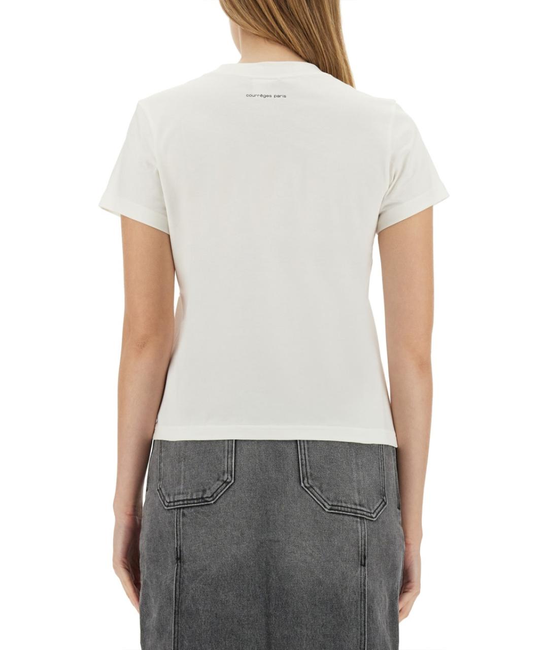 COURREGES Белая хлопковая футболка, фото 4