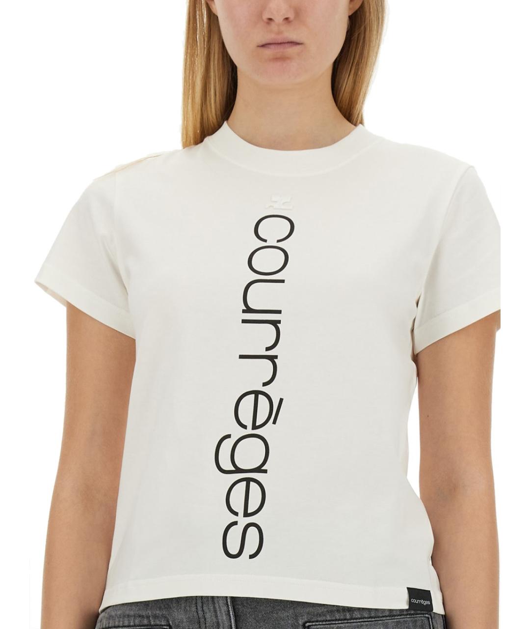 COURREGES Белая хлопковая футболка, фото 5