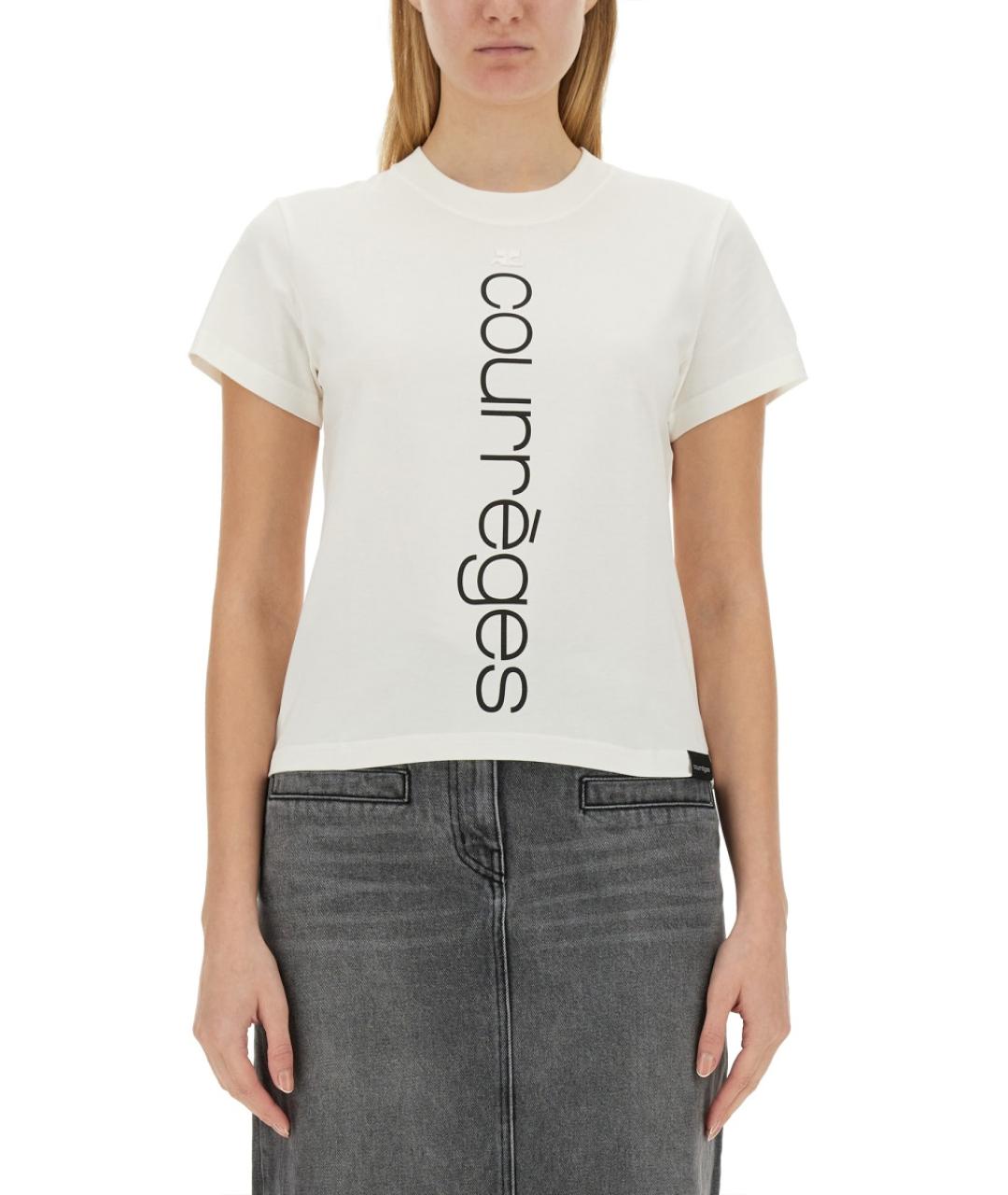 COURREGES Белая хлопковая футболка, фото 2