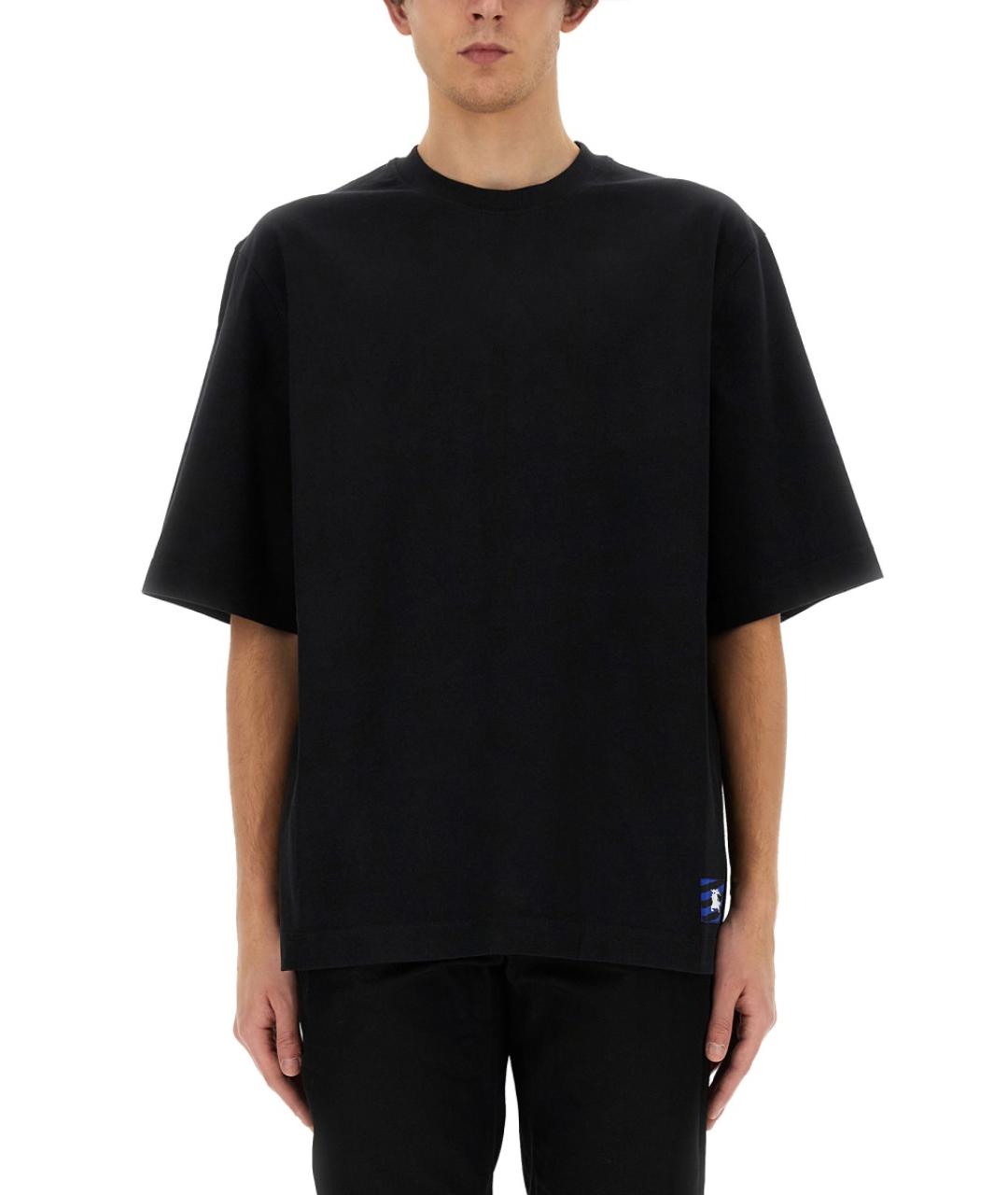 BURBERRY Черная хлопковая футболка, фото 5