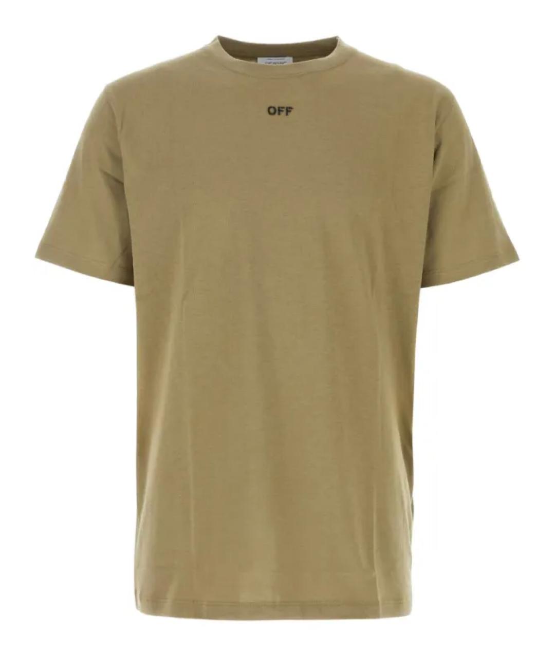 OFF-WHITE Бежевая хлопковая футболка, фото 1