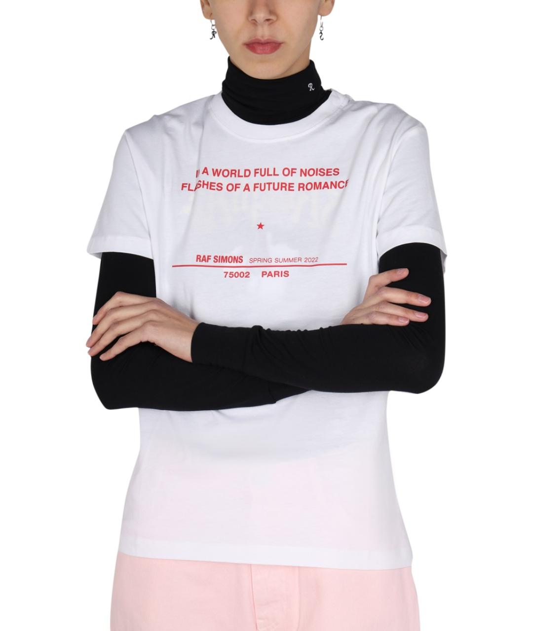 RAF SIMONS Белая хлопковая футболка, фото 5