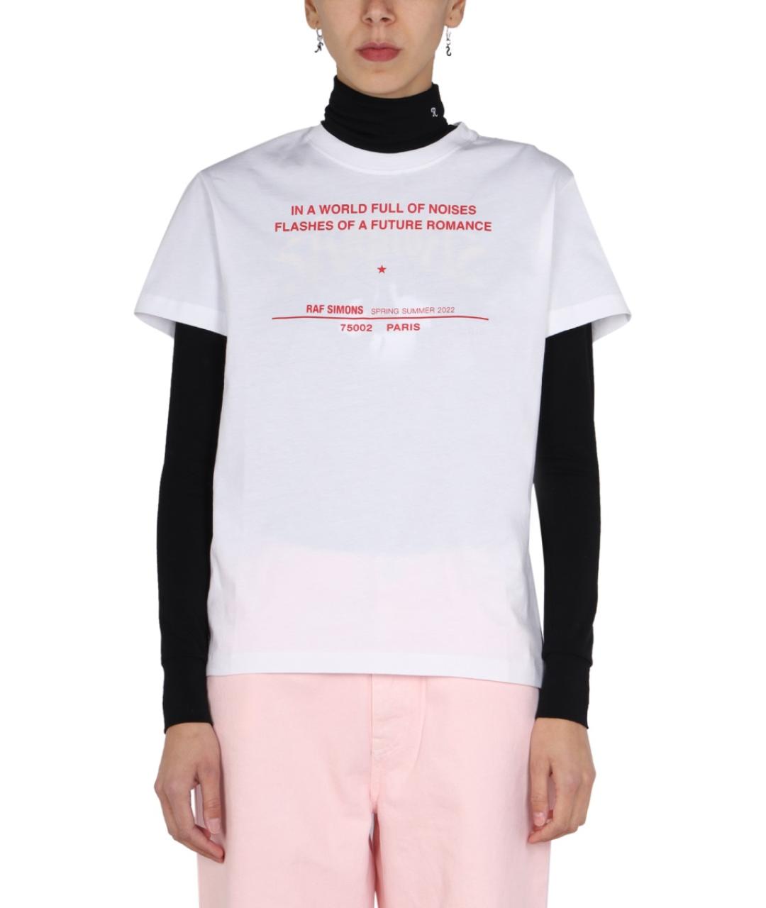 RAF SIMONS Белая хлопковая футболка, фото 2