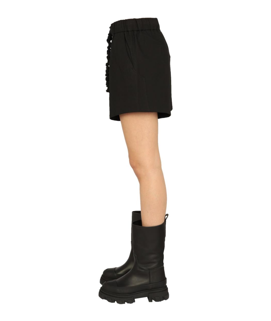 GANNI Черные хлопковые шорты, фото 3