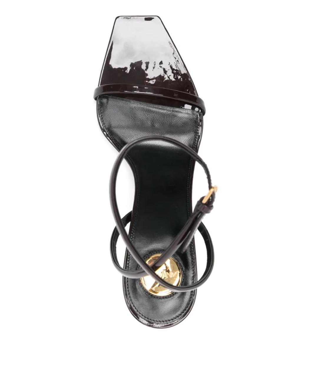 SAINT LAURENT Черные кожаные босоножки, фото 4