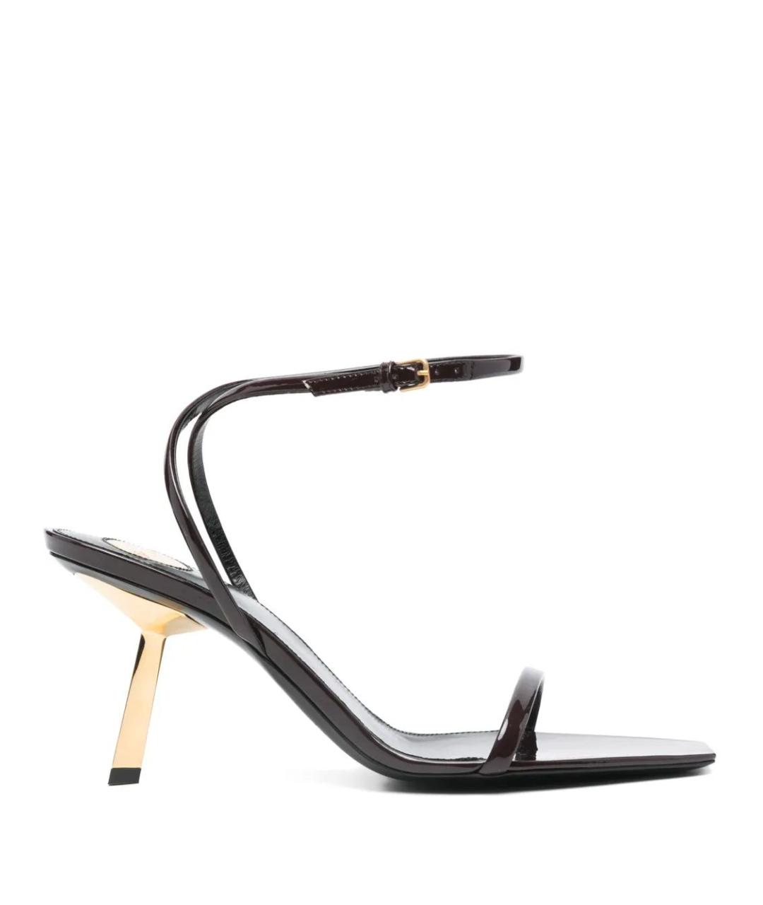 SAINT LAURENT Черные кожаные босоножки, фото 1