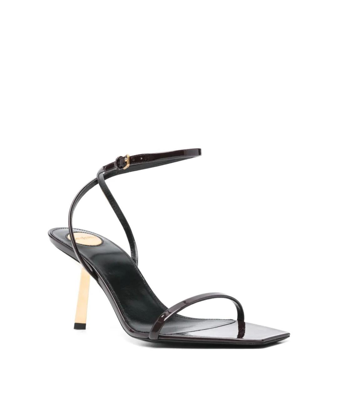 SAINT LAURENT Черные кожаные босоножки, фото 2