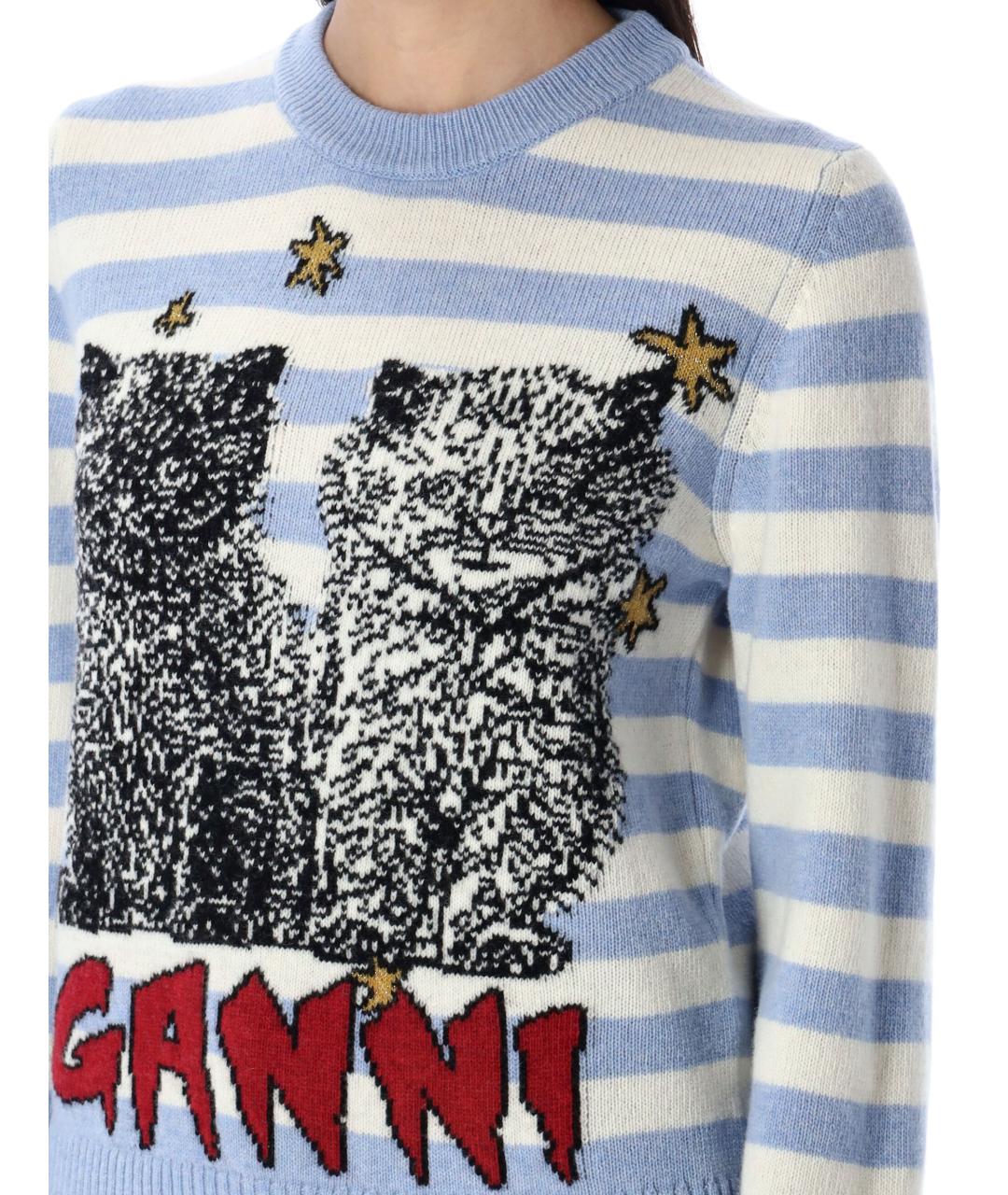 GANNI Синий шерстяной джемпер / свитер, фото 4