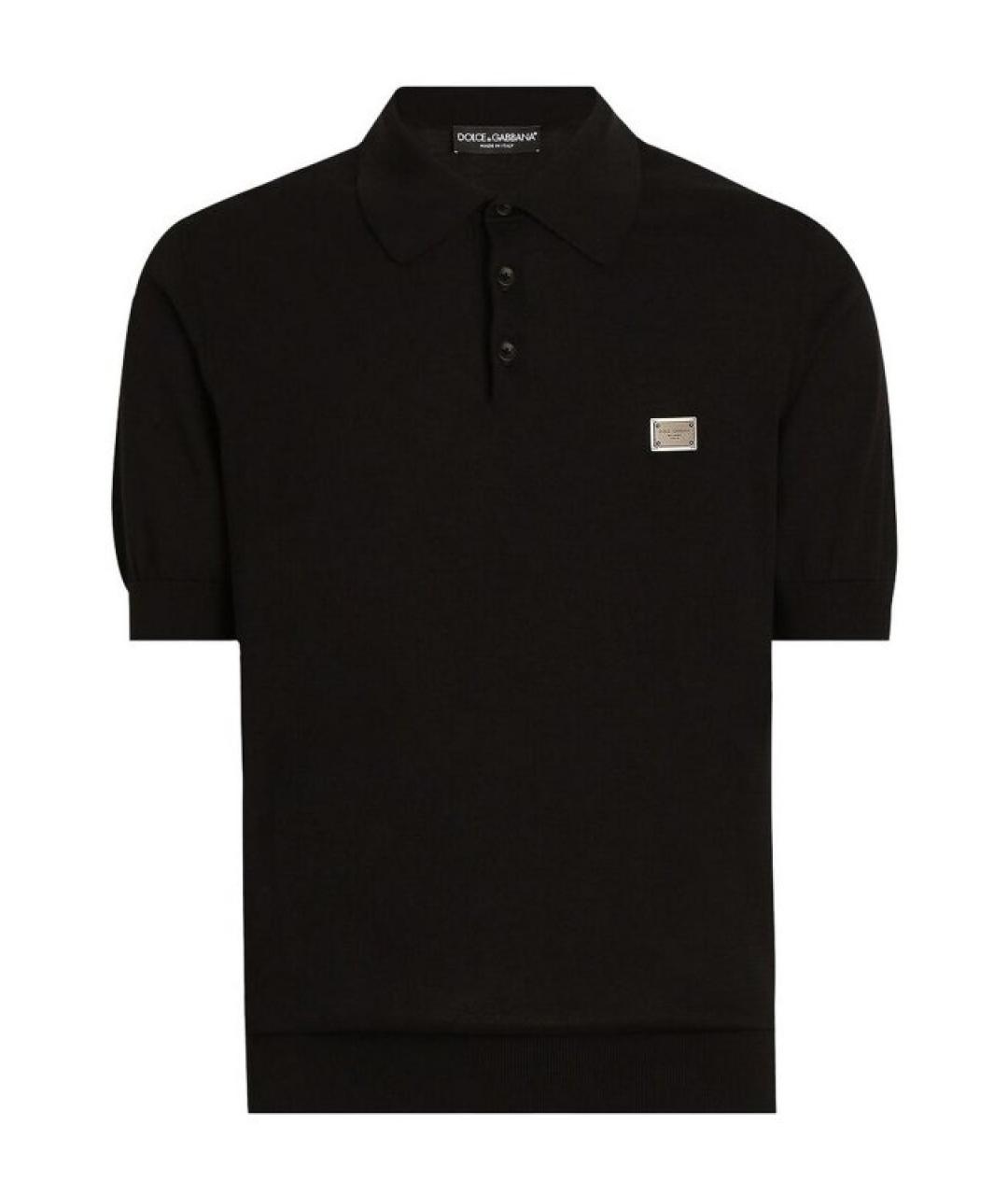 DOLCE&GABBANA Черное хлопковое поло с коротким рукавом, фото 1