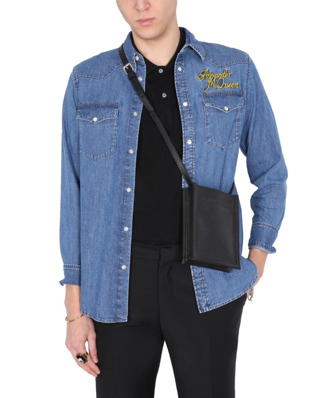 ALEXANDER MCQUEEN Синяя хлопковая кэжуал рубашка, фото 4