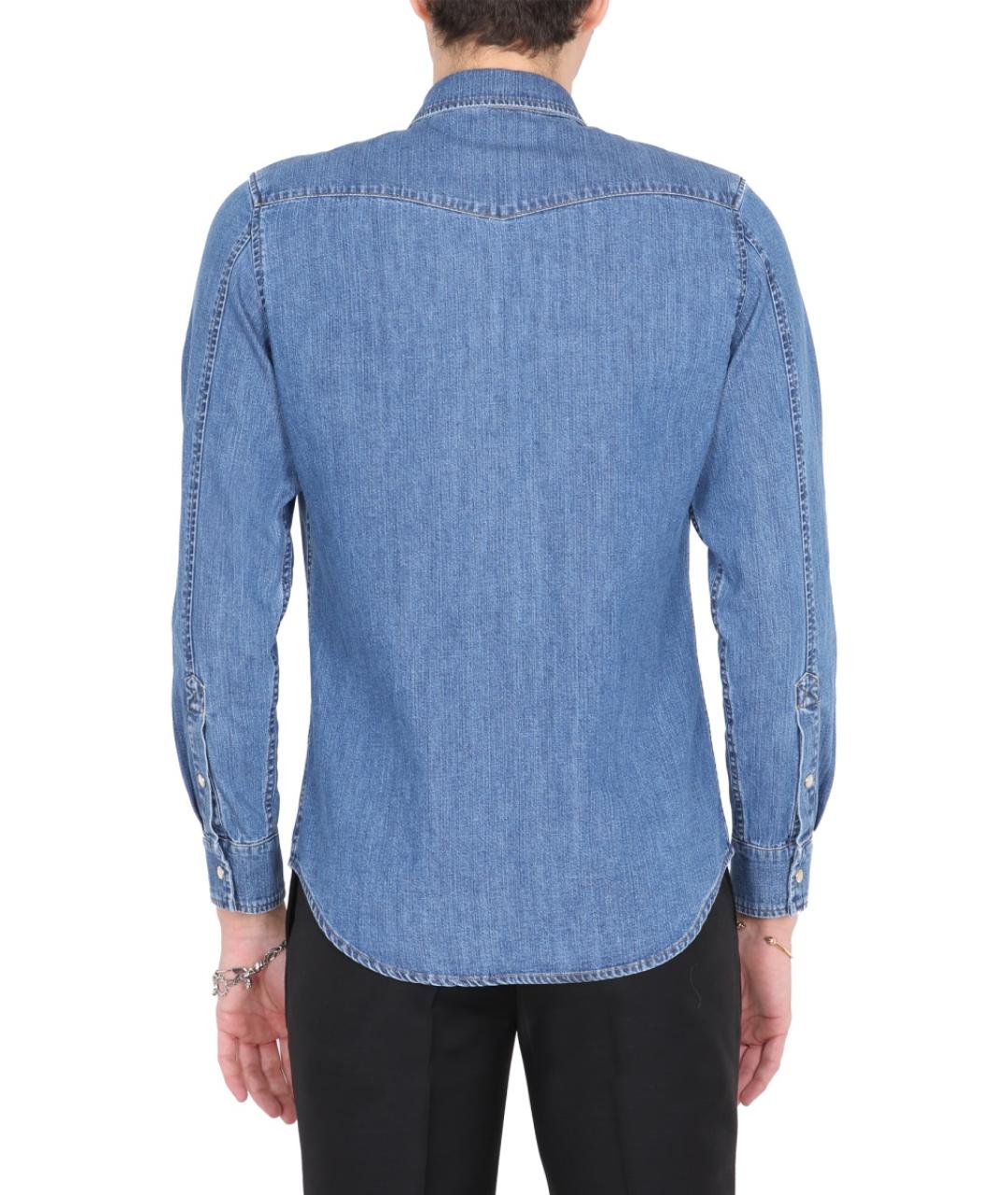 ALEXANDER MCQUEEN Синяя хлопковая кэжуал рубашка, фото 5