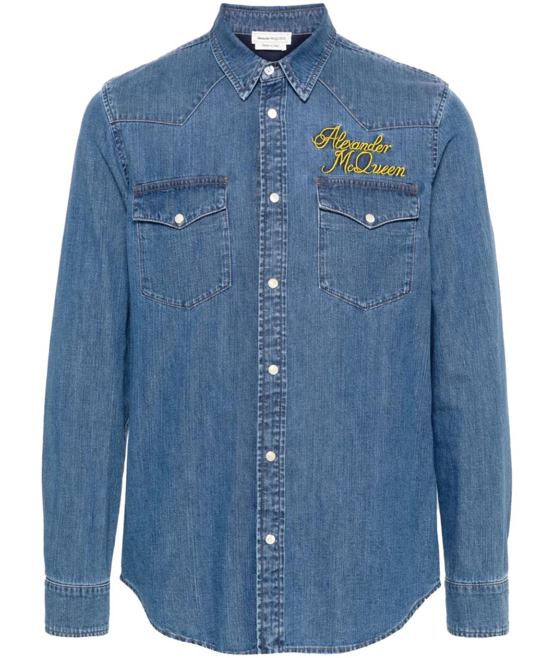 ALEXANDER MCQUEEN Синяя хлопковая кэжуал рубашка, фото 1