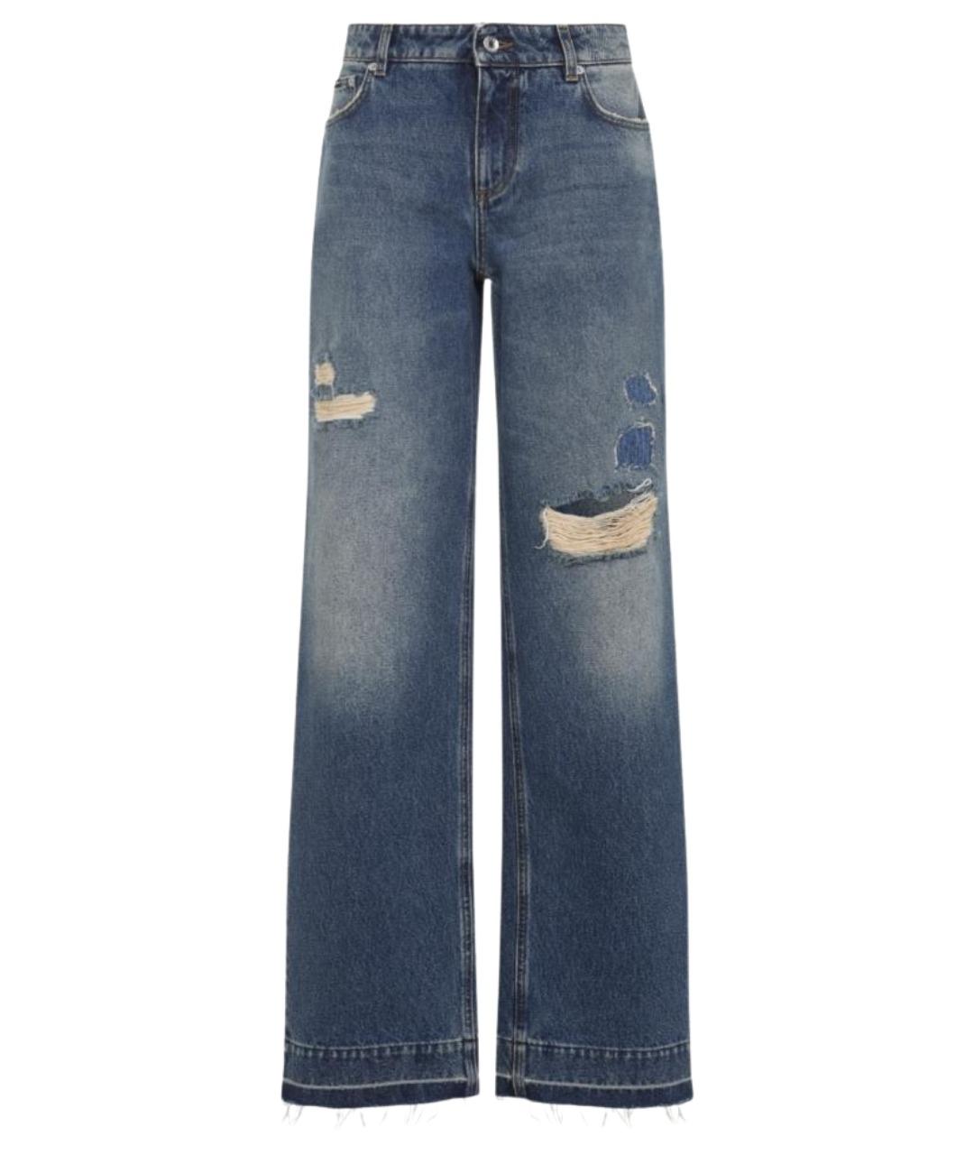 DOLCE&GABBANA Синие хлопковые прямые джинсы, фото 1