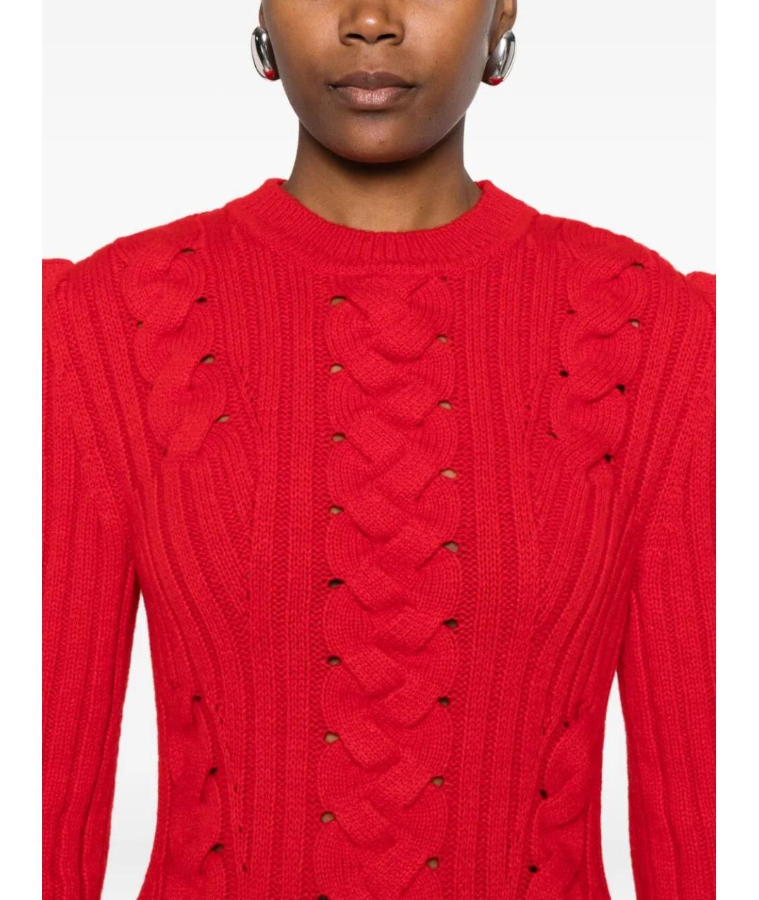 ALEXANDER MCQUEEN Красное шерстяное повседневное платье, фото 3