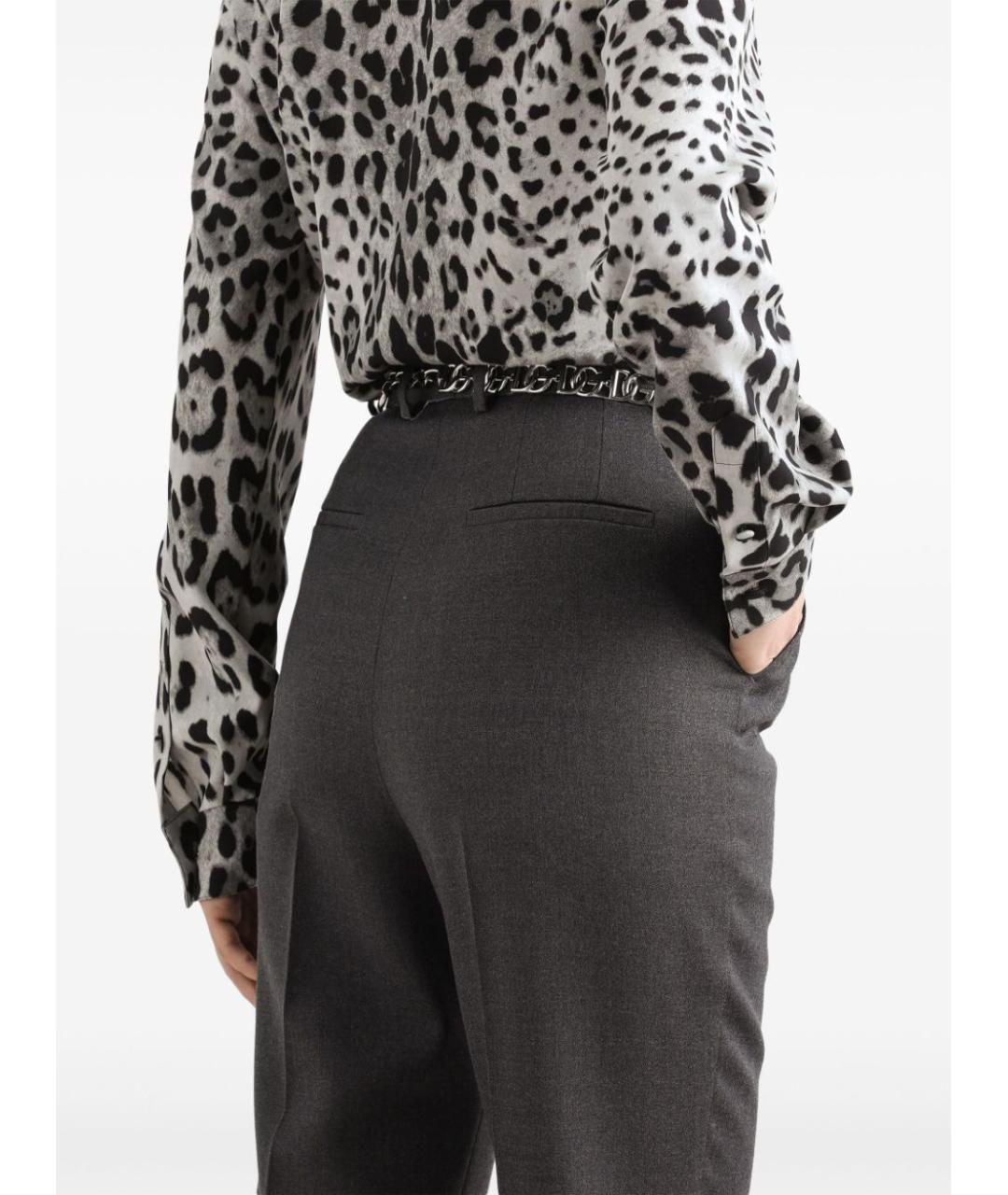 DOLCE&GABBANA Серые шерстяные прямые брюки, фото 5