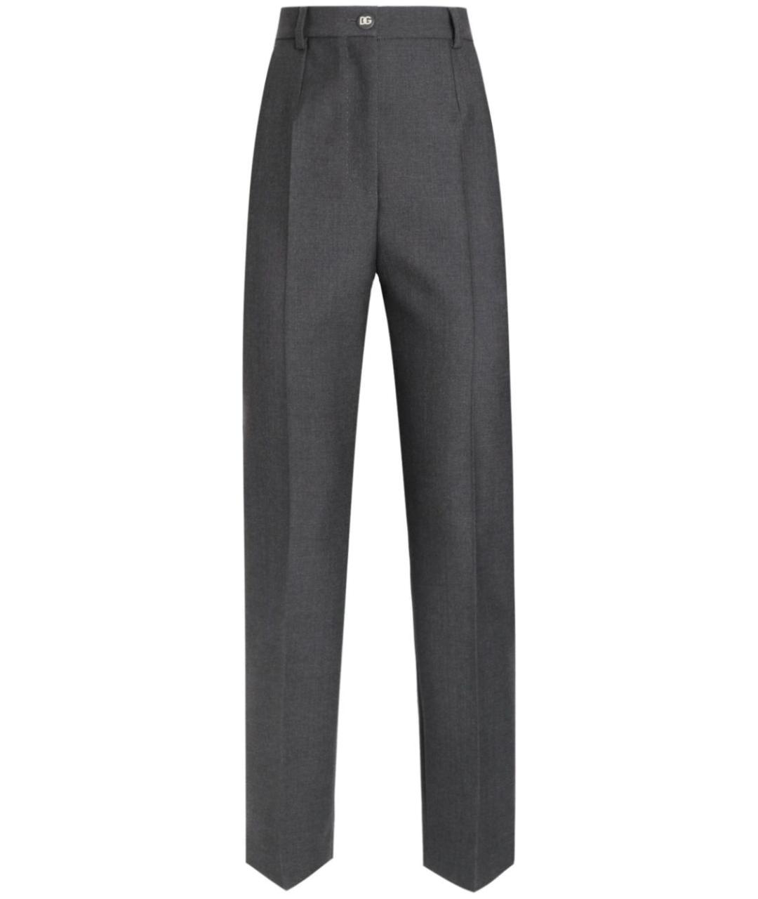 DOLCE&GABBANA Серые шерстяные прямые брюки, фото 1