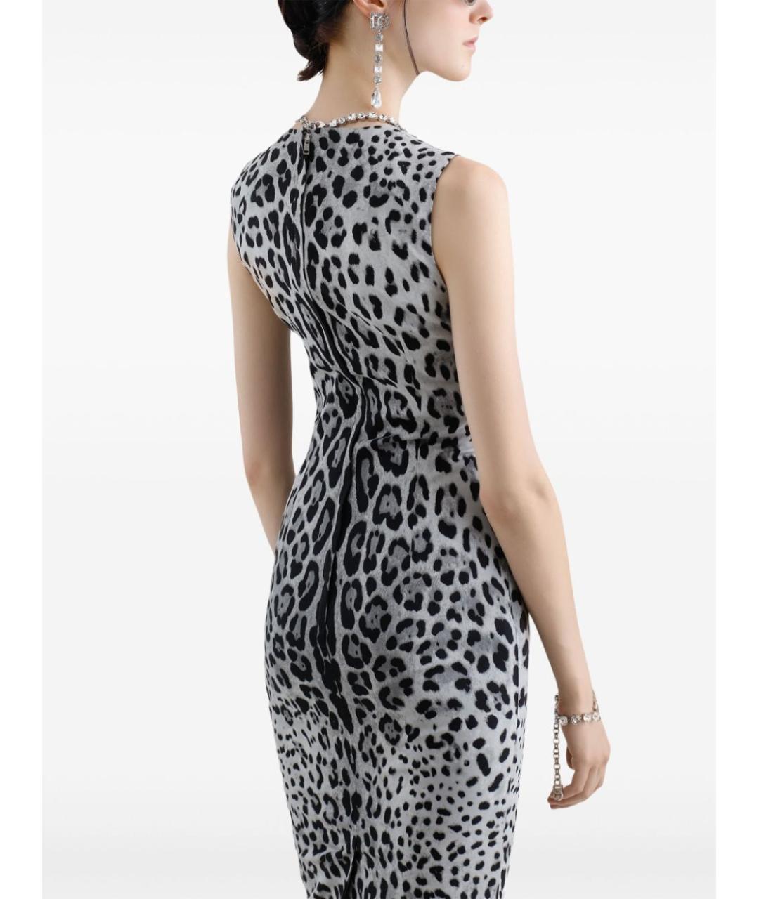 DOLCE&GABBANA Серое шелковое повседневное платье, фото 5