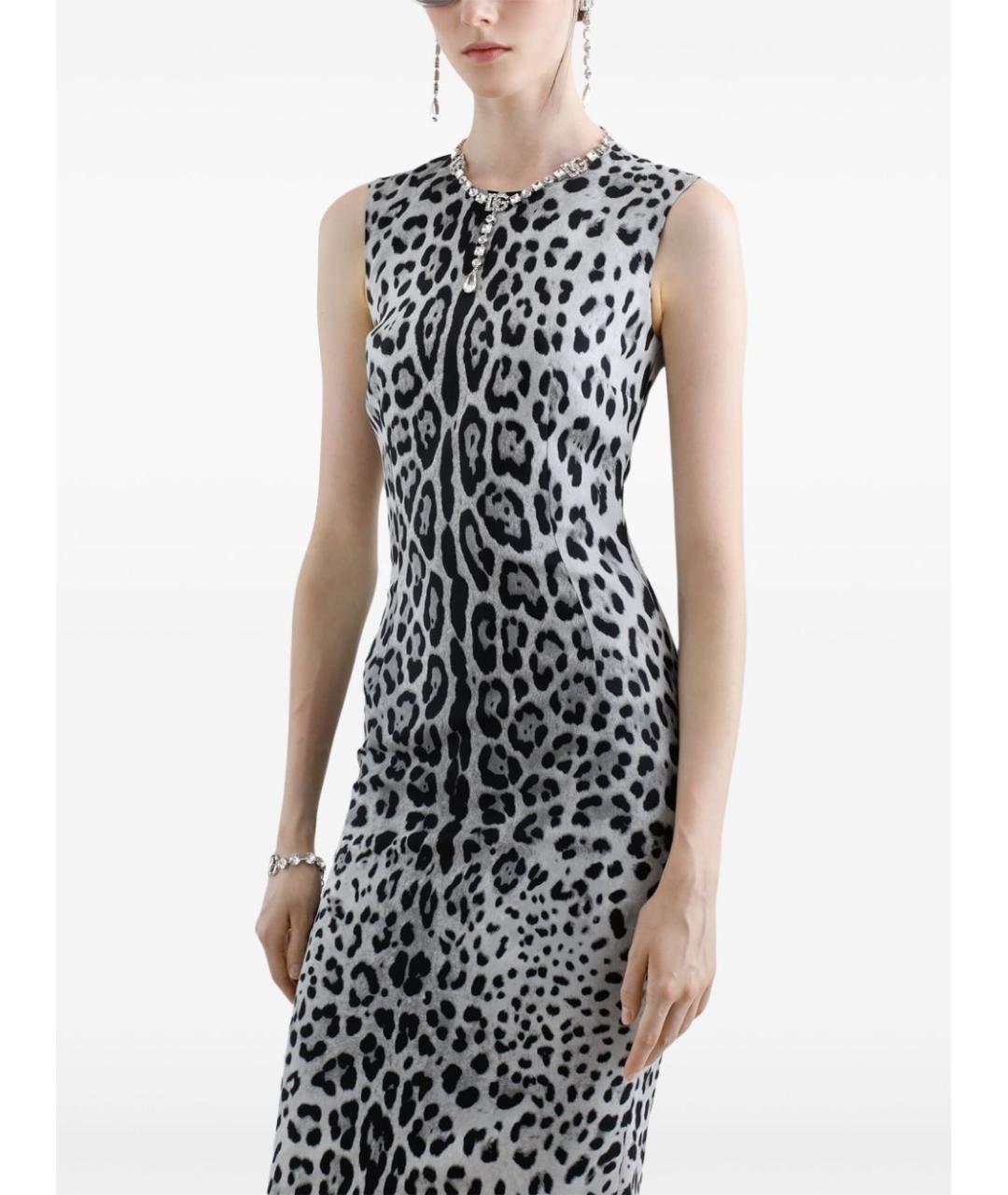 DOLCE&GABBANA Серое шелковое повседневное платье, фото 4