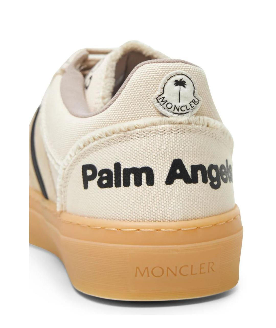 MONCLER Бежевые текстильные низкие кроссовки / кеды, фото 4