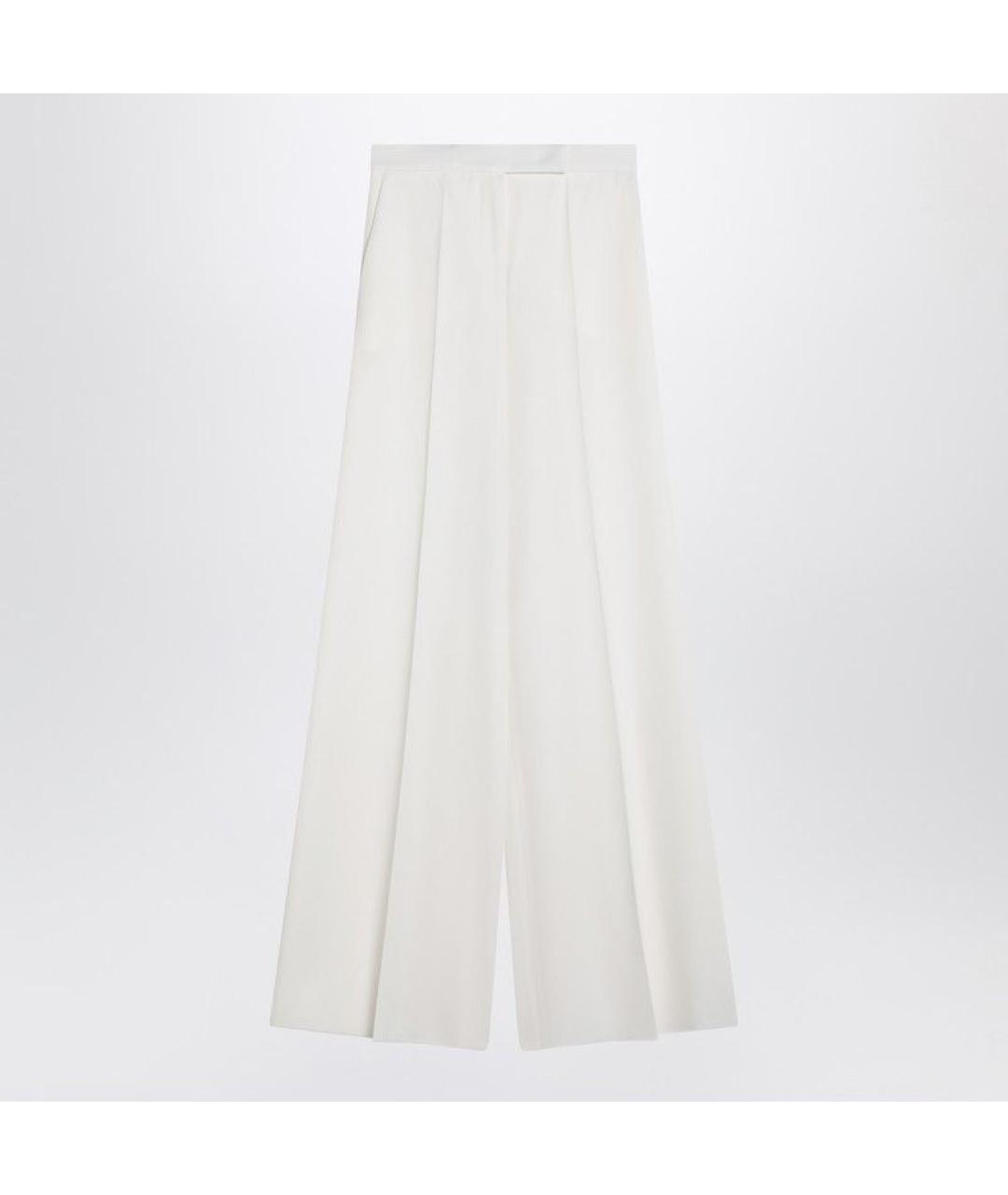 MAX MARA Белые шерстяные прямые брюки, фото 2