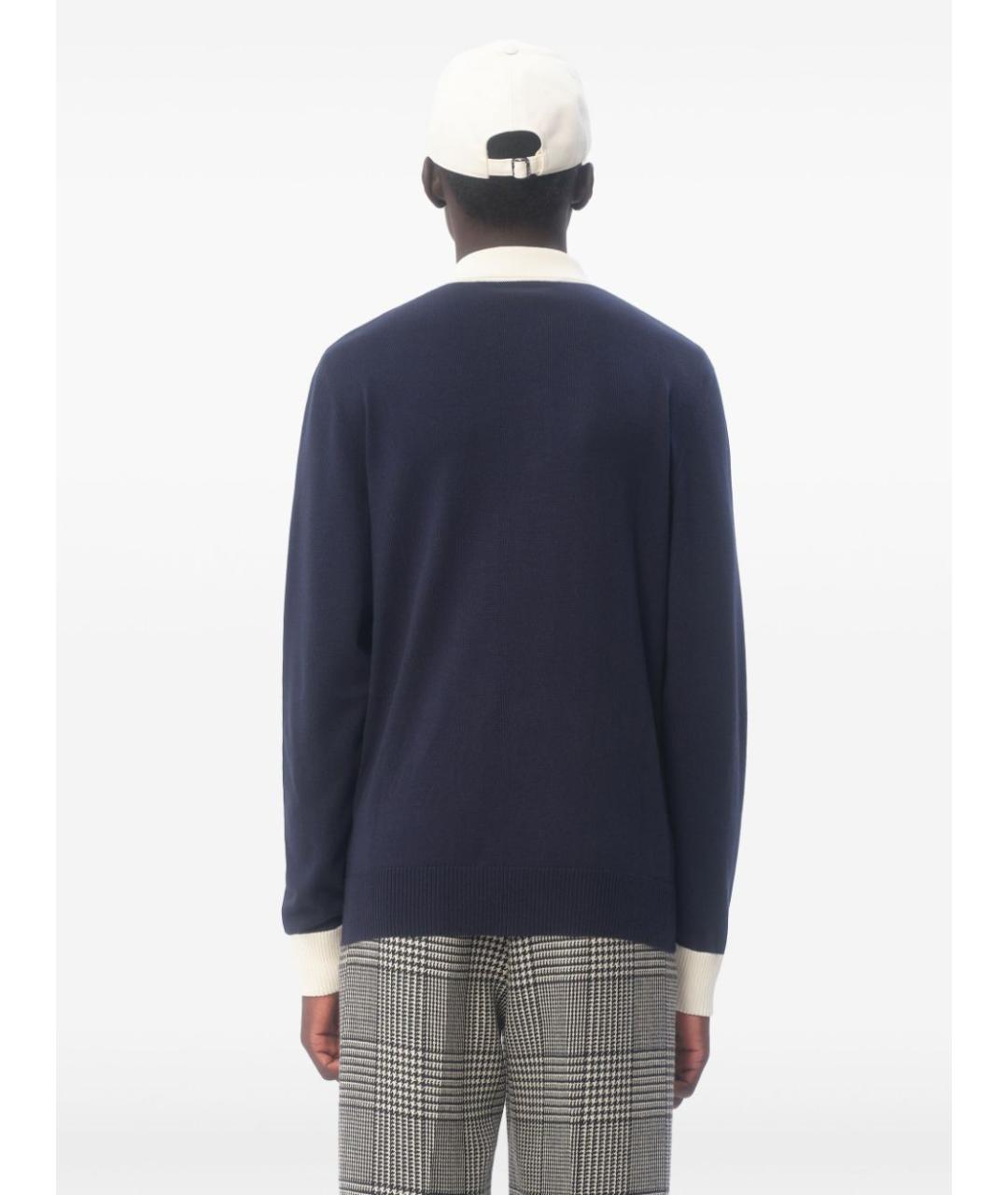 VALENTINO Синее хлопковое поло с длинным рукавом, фото 4