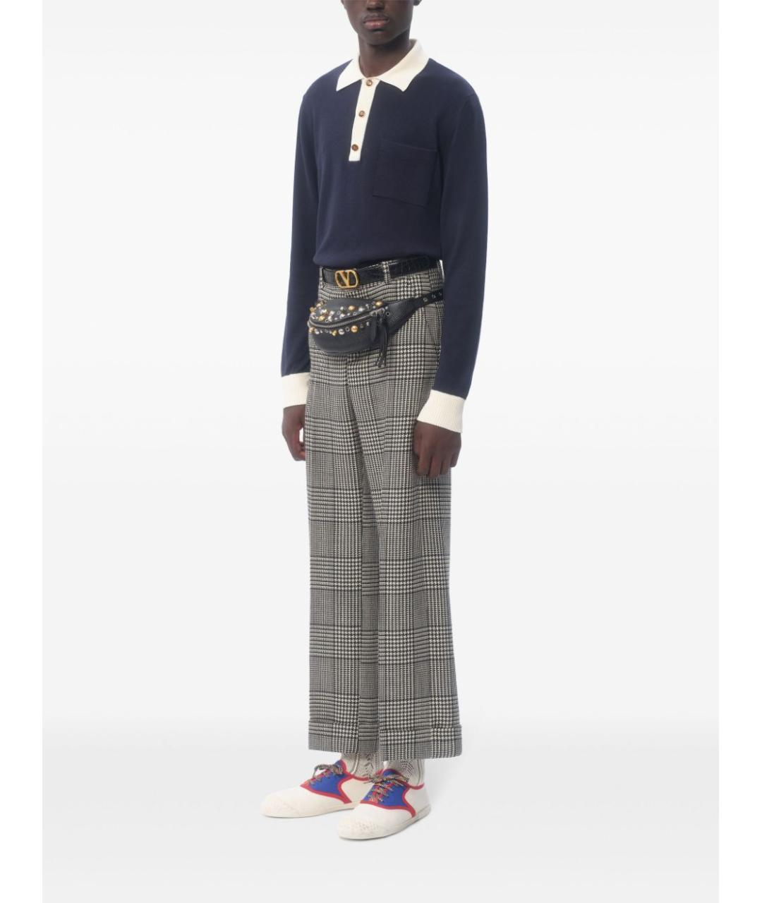 VALENTINO Синее хлопковое поло с длинным рукавом, фото 2